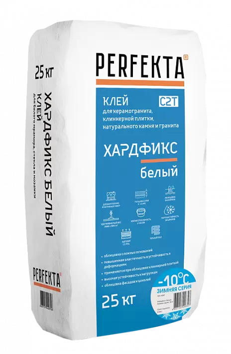 Клей плиточный Perfekta Хардфикс Белый С2 Т Зимняя серия, 25 кг купить в "Строй-Ресурсе"